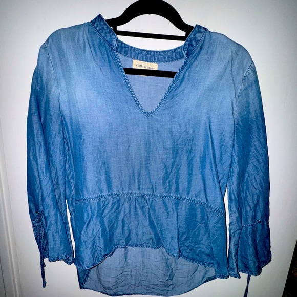 2/$20 Anthropologie Cloth and Stone brand denim super soft bell sleeve top - Picture 1 of 4